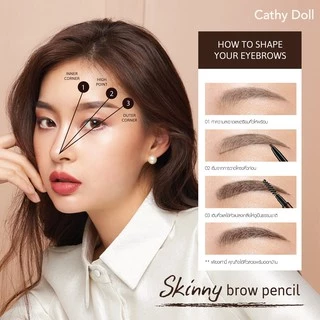 ถูก/แท้/มีไลฟ์ ดินสอเขียนคิ้ว Cathy Doll Skinny Soft Brown Pencil อุปกรณ์เขียนคิ้ว กันน้ำ ติดทน มีหลายเฉดให้เลือก