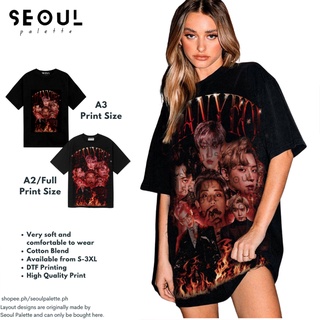 Park Chanyeol EXO EXO-L KPop รองเท้าบูทขนาดใหญ่ผ้าฝ้ายวินเทจสีดําเสื้อยืดกราฟิกเสื้อยืดเกาหลีเส X{{