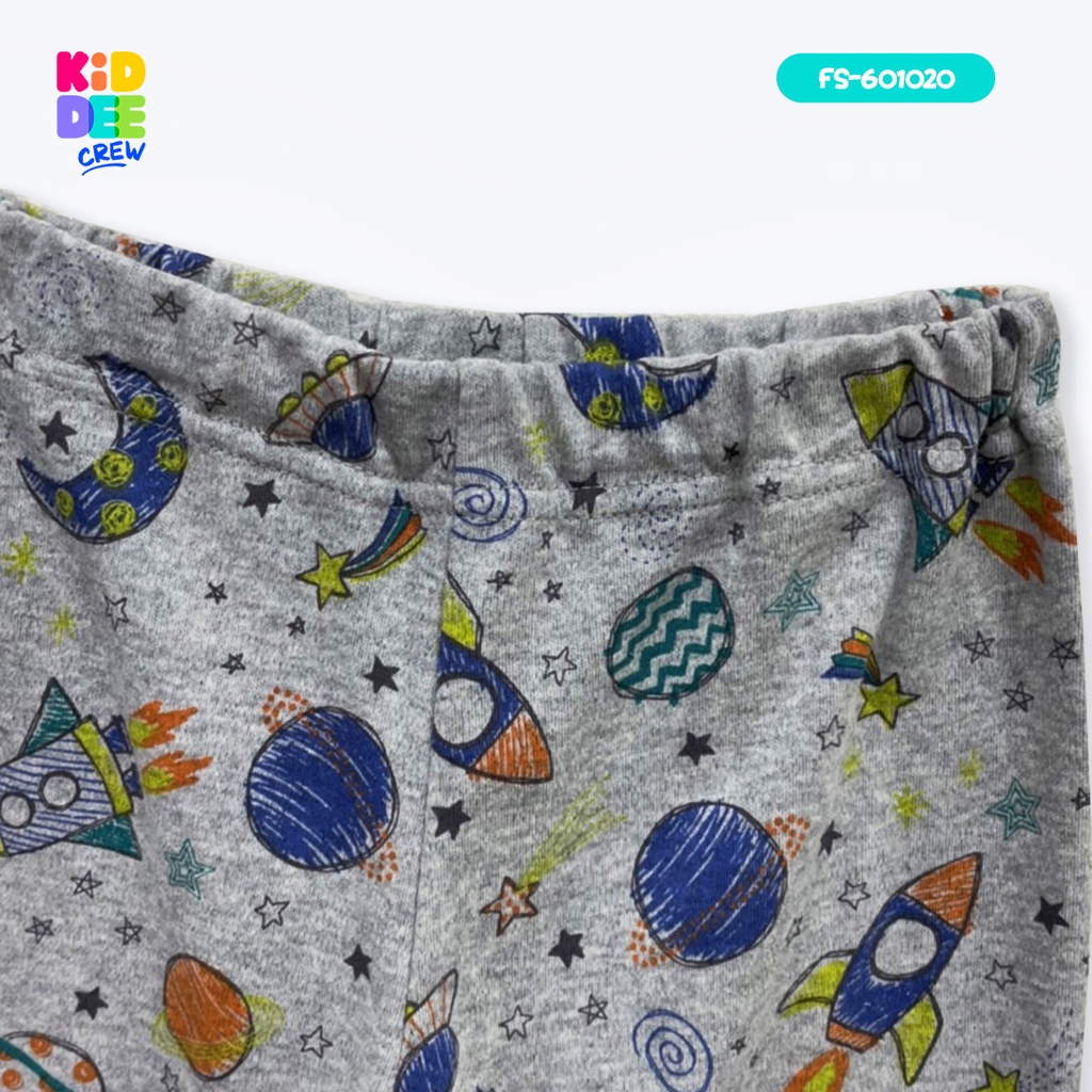 KiddeeCrew ชุดนอนเด็กสีเทาลายอวกาศกุ้นส้ม เหมาะสำหรับอายุ 1-14 ปี ราคา ถูกที่สุด ดีลบีเคเค แกลเลอรีภาพที่ 7