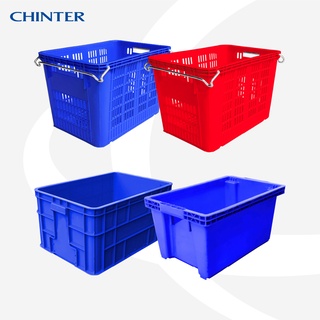 CHINTER  B025ลังพลาสติกทึบ,C026ลังโปร่งหูเหล็ก,M15ลังสลับซ้อน เกรดA มีสีขาว,สีน้ำเงิน ให้เลือก