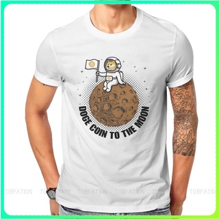 Bitcoin Art Dogecoin Crypto เสื้อยืดลําลองสําหรับผู้ชายผ้าฝ้ายแขนสั้นคอลูกเรือสไตล์วินเทจสามารถปรับแต่งได้