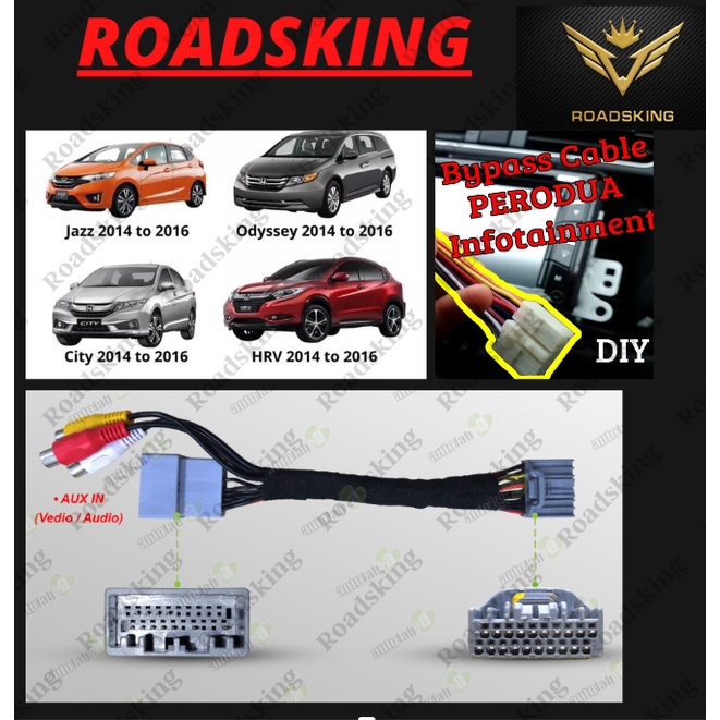 HONDA JAZZ CITY HRV ODYSSEY 2014-2019 TV ฟรี Park เบรค ByPass สาย SOCKET Video In Motion