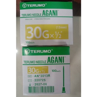 เข็ม Terumo Agani 30G x 1/2นิ้ว (1 กล่อง 100 อัน)