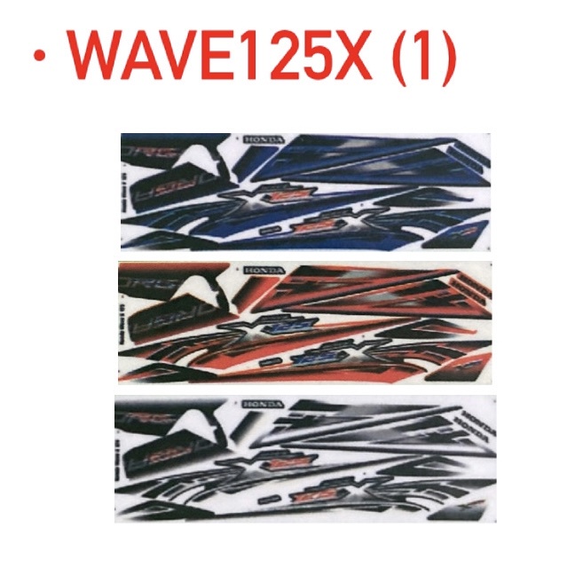 Ultimo Wave 125X Wave125X Wave 125 X Stiker สติ๊กเกอร์ฝาครอบตัวถังชุดแถบ (1) 1 Coverset Strike Red B