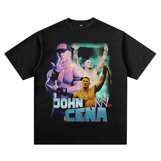 เสื้อยืดแขนสั้น พิมพ์ลาย John cena WWE ทรงหลวม สไตล์วินเทจ