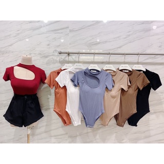 Body suit บอดี้สูทแขนสั้นเว้าด้านหน้า ผ้าดีใส่สบาย