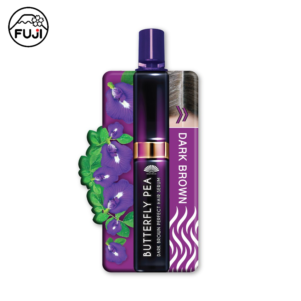 เมจิ อัญชัน บัตเตอร์ฟลาย พี ดาร์ก บราวน์ เพอร์เฟค แฮร์ เซรั่ม3ก.MEIJI BUTTERFLY PEA DARK BROWN SERUM