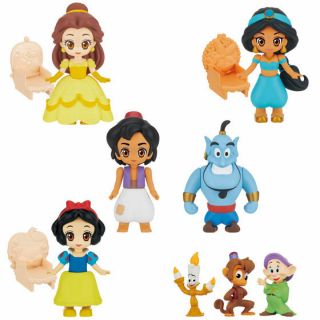 ดิสนีย์ Disney Pricot Poupee2 (Belle/Jasmine/Aladdin/Genie/Snow White/Lumiere &amp; Abu &amp; Dopey)