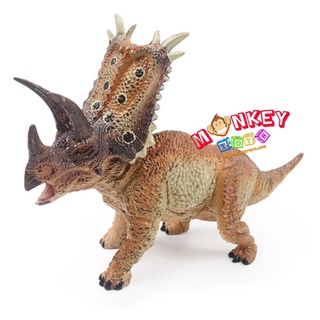 Monkey Toys - โมเดลไดโนเสาร์ Pentaceratops น้ำตาล ขนาด 19.00 CM (จากหาดใหญ่)