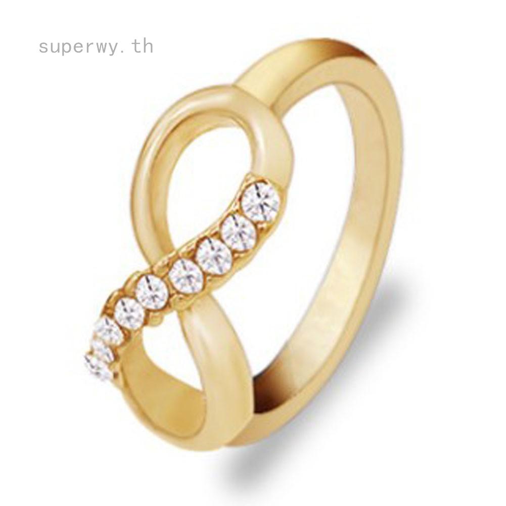 Inverted 8 Diamond-studded Alloy Ring Luxury Temperament Wild Simple Ring