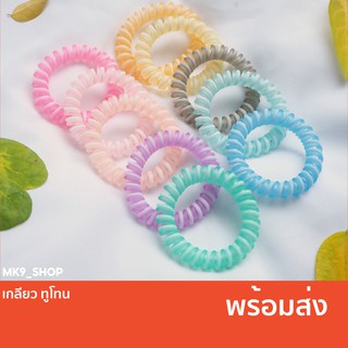 ✅ ( พร้อมส่ง ) ยางรัดผมไฟเบอร์เกลียวใหญ่ สีพาสเทล ทูโทน
