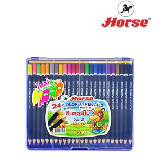 HORSE (ตราม้า) สีไม้ ดินสอสีไม้ แท่งยาว 24สี + ดินสอ 2B ด้ามดำ จำนวน 1 กล่อง