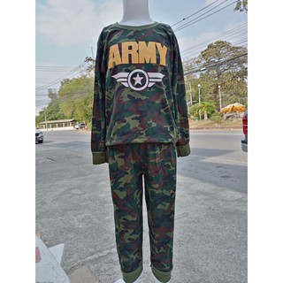 ชุดเด็กผ้ายืดแขนยาวขายาวสกรีนอก