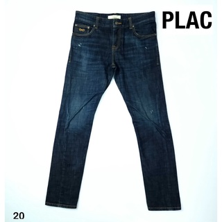 ยีนส์ PLAC เอว 34 สีเข้ม ทรงตะเข็บบิด ผ้ายืด ขาเดฟ