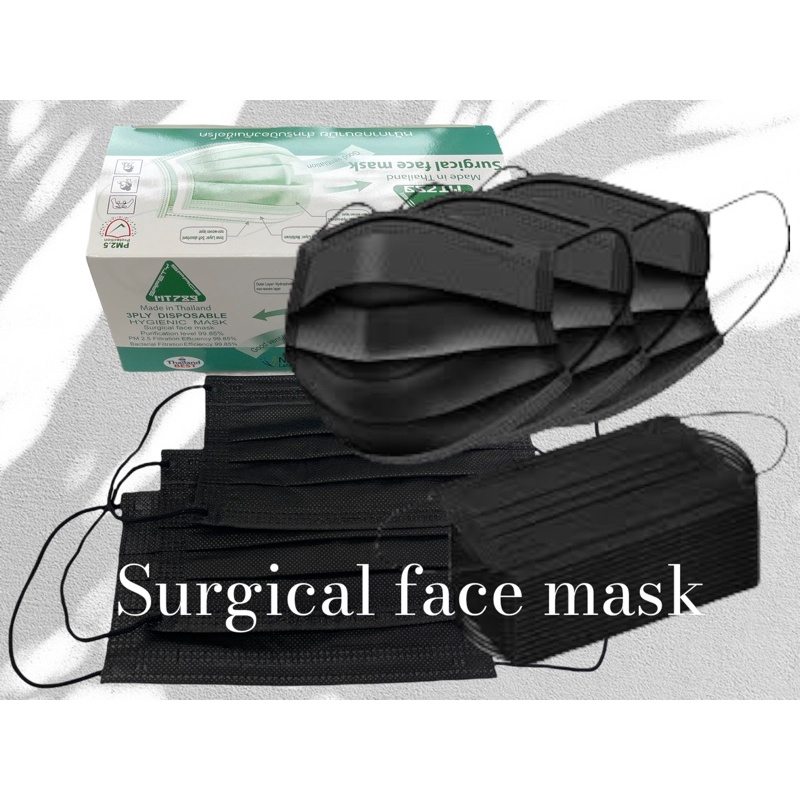 surgical face mask safety space หน้ากากอนามัยทางการแพทย์  สีเขียว สีขาว สีดำ 1กล่องมี50ชิ้น