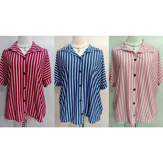 ส่งออก 1-2 วัน เสื้อยืดผ้าคอตตอนลายทาง ใส่สบายสาวอวบสาวอ้วน สีสัดสดใส
