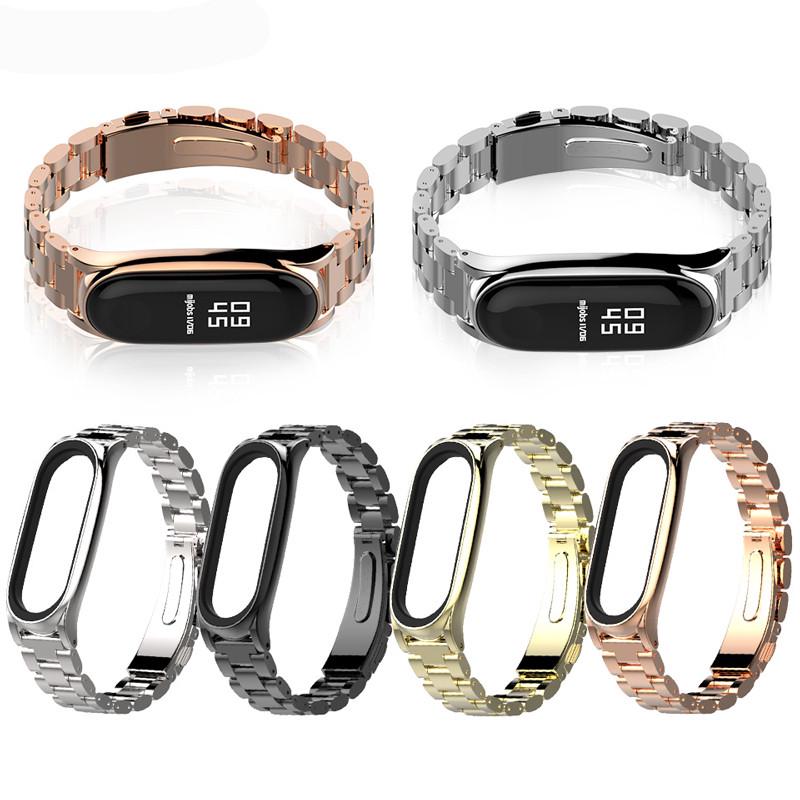 Mi วง 4 สายโลหะสแตนเลสสำหรับ Xiaomi Mi วง 4 สายคล้องคอสร้อยข้อมือเข้ากันได้ Miband 4 สายรัดข้อมือ