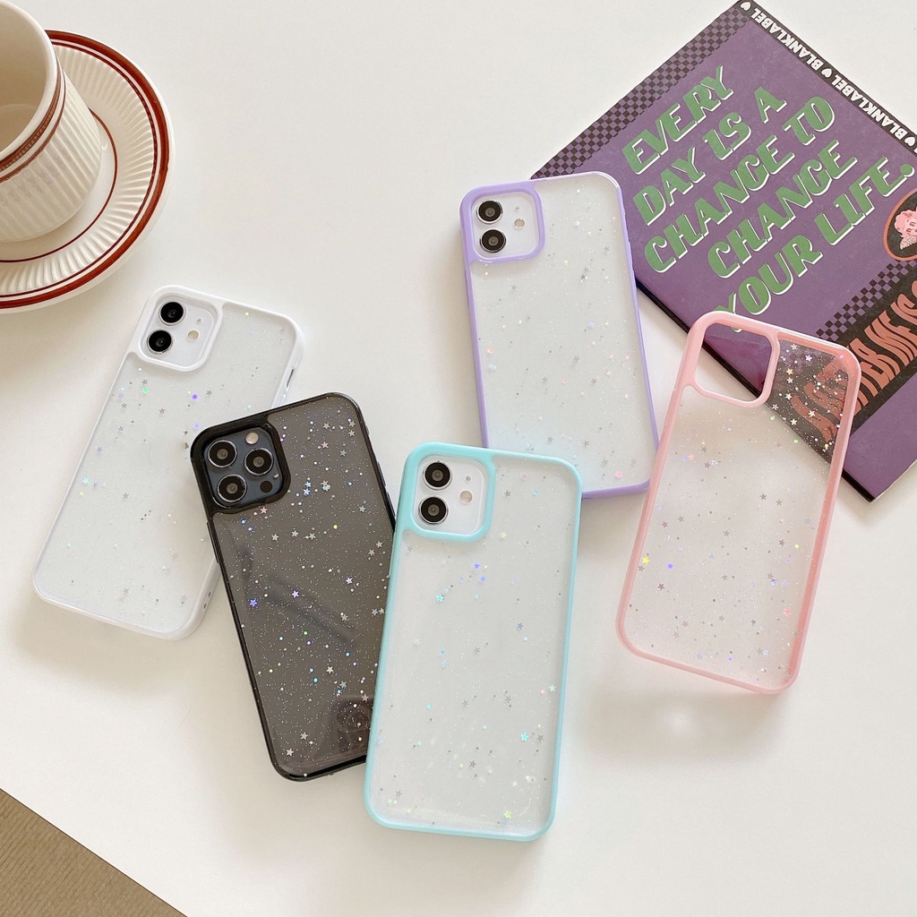 Bling Glitter Phone Case for iPhone 12 12Pro 12ProMAX 11Pro Max Xs XR 8 7Plus SE 2020 Star Sequins Clear Soft TPU Cover #6