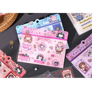 Pet Goo Card Sticker A Guo Colorful Wishes Cartoon Cute Girl diy Goo Plate Material Sticker 2 ชิ้น 4 แบบ