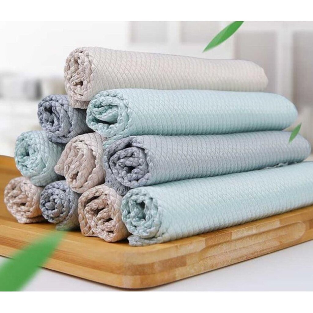 ผ้าเกล็ดปลา (SIZE L) ผ้าเช็ดจาน ผ้าเช็ดทำความสะอาดอเนกประสงค์ ดูดซับน้ำได้ดี เช็ดทำความสะอาดได้ง่าย (คละสี)