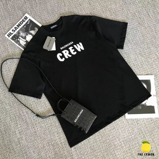 เสื้อยืดอินเทรนด์ผู้ชายอินเทรนด์ผู้หญิง【Lemon】เสื้อยืด Balenciaga CREW ผ้าฝ้าย100%สวยและไม่แพงS-3XL