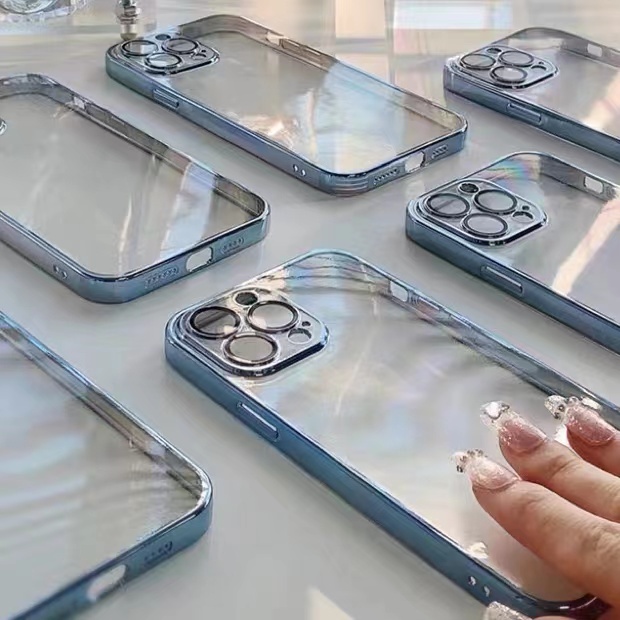 เคสนิ่ม เคสใสขอบเงา มีฟิล์มกันเลนส์ สำหรับ ไอโฟน 13 13Pro 13Promax 12 12Pro 12Promax 11 11Promax เคสไอโฟน 12 Pro max