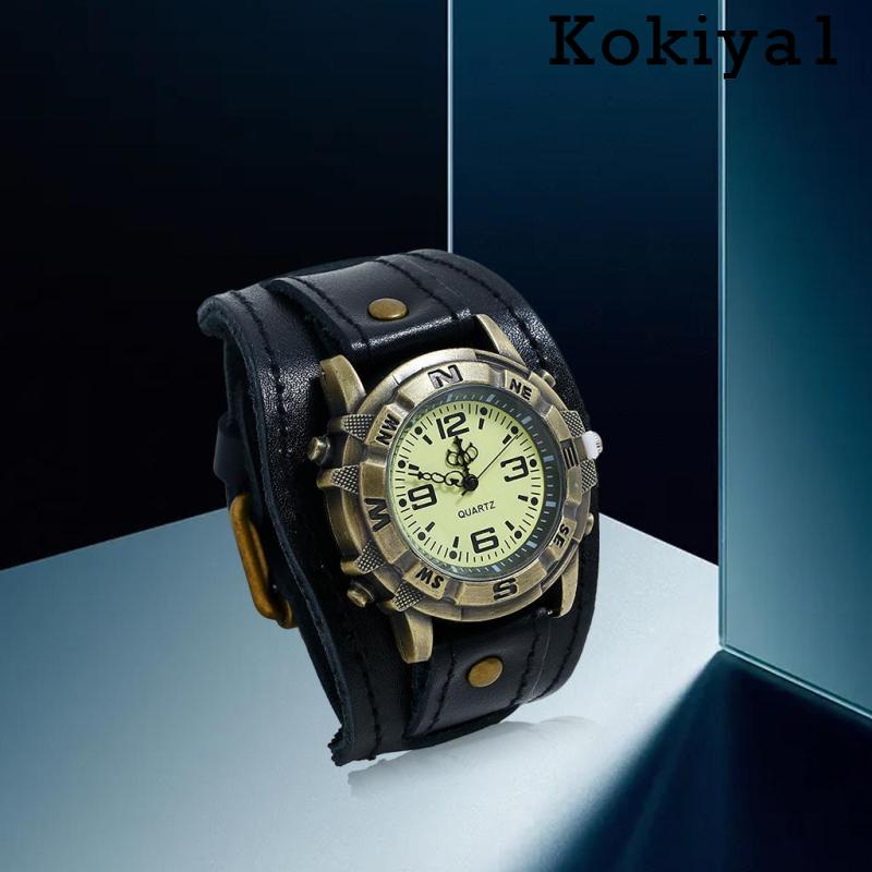 [kokiya1] นาฬิกาข้อมือสายหนัง สีดํา สไตล์วินเทจ สําหรับผู้ชาย ราคา ถูกที่สุด ดีลบีเคเค แกลเลอรีภาพที่ 9