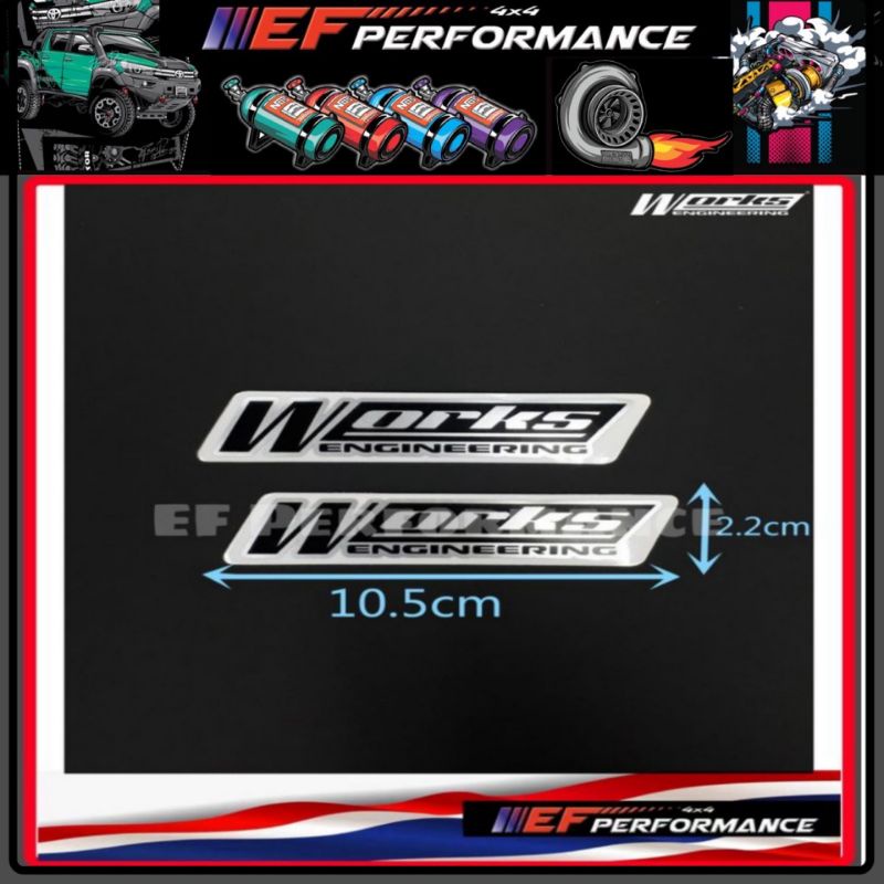 Works Engineering (WORKS) สติ๊กเกอร์โลโก้ ไวนิล 105mm x 22mm