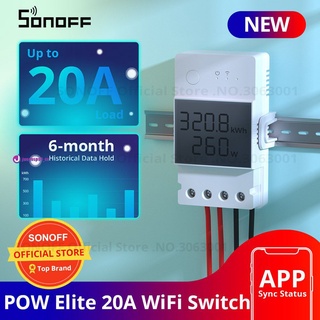 Sonoff POW Elite พาวเวอร์มิเตอร์ 16A 20A ชิปสวิตช์อัจฉริยะ ESP32 หน้าจอ LCD เรียลไทม์ ป้องกันการโอเวอร์โหลดผ่าน eWeLink Alexa Google Home