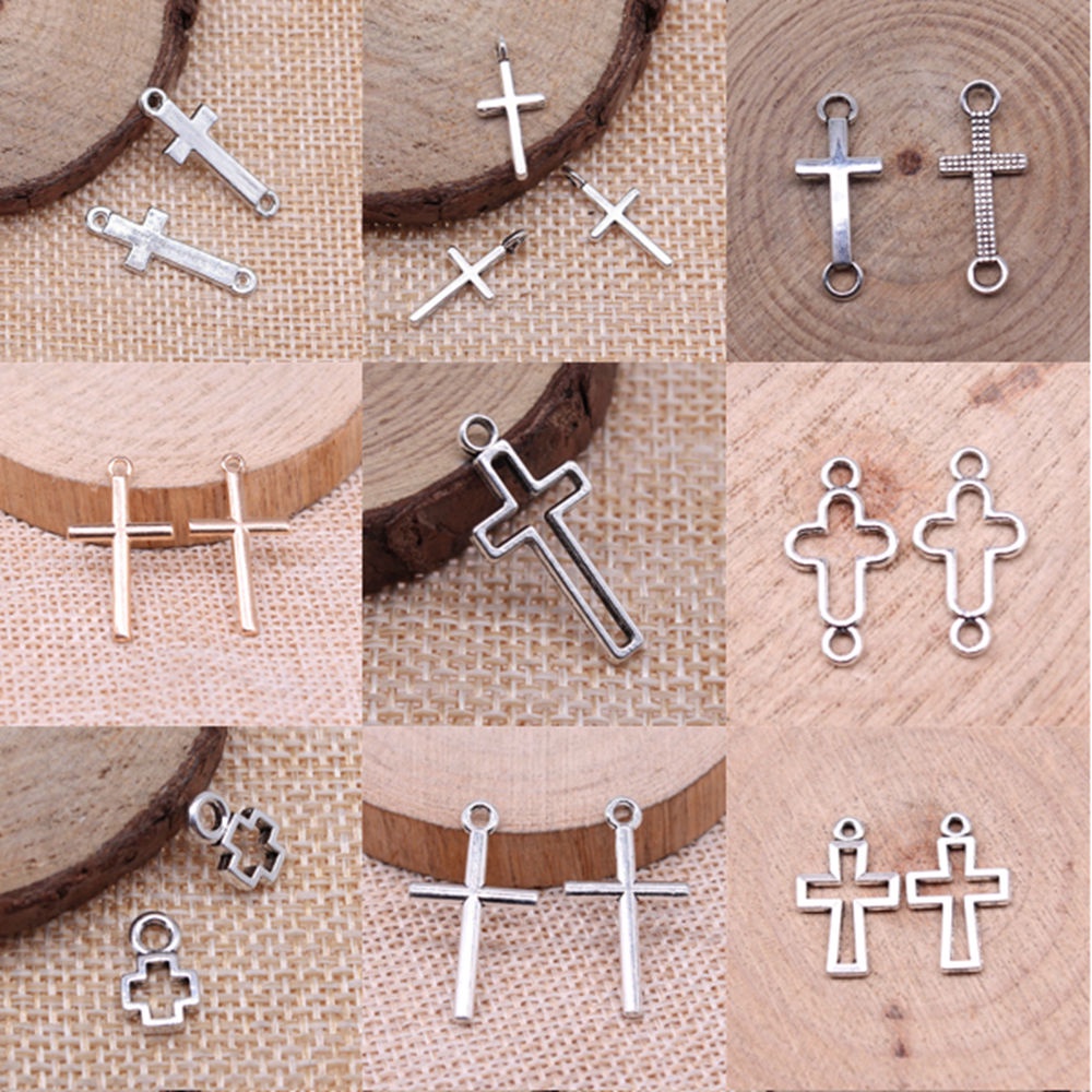 จี้ไม้กางเขน แบบเรียบง่าย สําหรับทําเครื่องประดับ โทรศัพท์มือถือ Diy