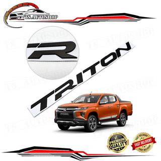 โลโก้ แปะฝากระโปรงหน้า สีดำด้าน "TRITON" อักษรสูง 3.5cm Mitsubishi L200 Triton 4x2 4x4