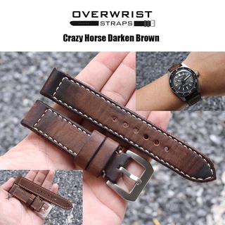 สายนาฬิกา สายหนังวัวแท้ overwrist crazy horse darken brown 20,22,24mm