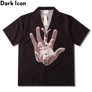 เสื้อโปโลแขนสั้น ลาย Dark Icon Street แฟชั่นฤดูร้อน สไตล์ฮาวาย สําหรับผู้ชาย