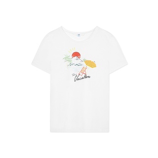 เสื้อยืดสีขาวAIIZ (เอ ทู แซด) - เสื้อยืดคอกลม พิมพ์ลาย Womens Retro Resort Graphic T-Shirts