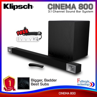 Klipsch Cinema 800 3.1 Sound Bar System ลำโพงซาวด์บาร์พร้อมซับวูฟเฟอร์ไร้สาย 10 นิ้ว รับประกันศูนย์ไทย 1 ปี แถมฟรี! ปลั๊กไฟ 1 ตัว