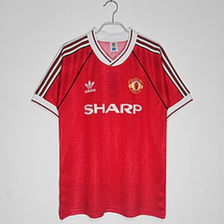 เสื้อกีฬาแขนสั้น ลายทีมชาติฟุตบอล Manchester United 1991 92 ชุดเหย้า สไตล์เรโทร คุณภาพสูง ไซซ์ S-2XL