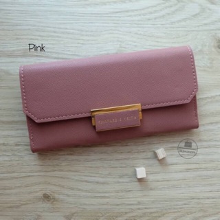 Charles &amp; Keith Push-Lock Long Wallet สีชมพู