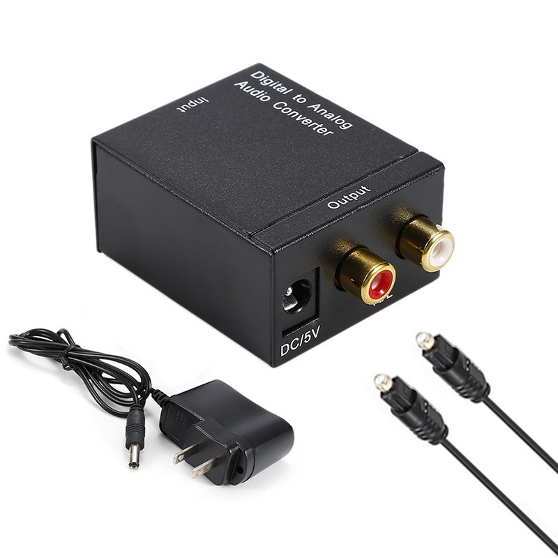 SPDIF Coax Optical Digital to Analog RCA 3.5mm Audio Converter+1.5m Optic Cable