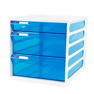 ตู้เอกสาร 3 ชั้น โครงสีขาว ลิ้นชักสีฟ้าใส ออร์ก้า CFB-3/3-tier file cabinet, white frame, clear blue drawers, ORCA CFB-3