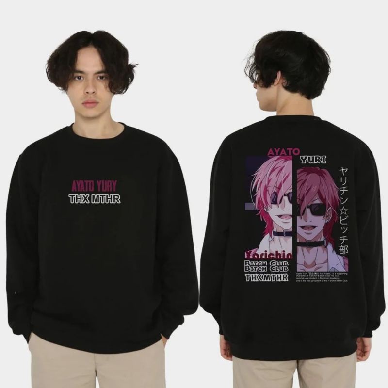 Hitam Ayato yuri thx mthr เสื้อสเวตเตอร์สีดํา S - 6XL ไซส์ใหญ่