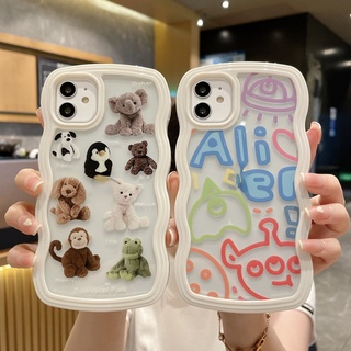 2 in 1 เคสโทรศัพท์มือถือแบบนิ่ม TPU ใส ลายการ์ตูนเอเลี่ยนน่ารัก สําหรับ iPhone 13 12 11 Pro Max XR XS Max X