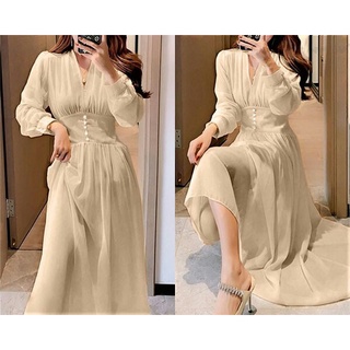 ชุดเดรสยาว สไตล์เกาหลี havana moscrepe ld100 pj120