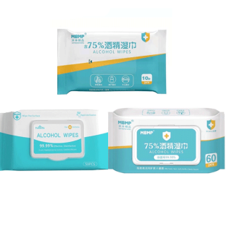 [5.5 ราคา 9.- เท่านั้น 60 แผ่น]Alcohol wipes ทิชชู่เปียก แอลกอฮอล์ 75 MBMP Alcohol wipes 1 ห่อ บรรจุ 60 แผ่น