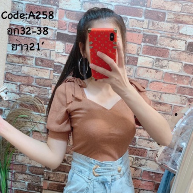 [ขายส่ง] เสื้อยืด โบว์ไหล่ ผ้ายืดเด้ง มียางมัดผมแยกให้จับเซ็ทกันคุณหนูน่ารักมาก[NC-05]