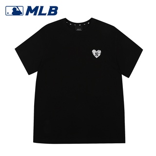 Mlb เสื้อยืดลําลอง แขนสั้น พิมพ์ลายหัวใจ สไตล์สปอร์ต สําหรับผู้ชาย และผู้หญิง