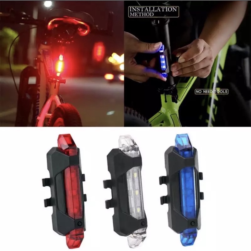 //ไฟท้ายจักรยาน//Bike Light Waterproof Light LED USB