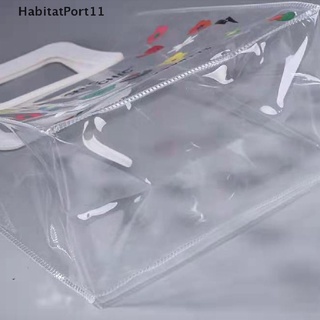 Habitatport กระเป๋า PVC ใส ลายดอกไม้ สไตล์เกาหลี ญี่ปุ่น แบบพกพา สําหรับผู้หญิง