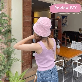 💕ivy หมวกบัคเก็ต ขนนุ่ม (B66) หมวกแฟชั่นสำหรับผู้หญิง