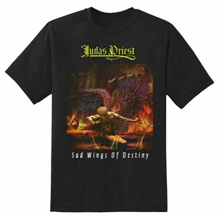 tshirtเสื้อยืดคอกลมฤดูร้อนเสื้อยืด พิมพ์ลาย Judas Priest Sad Wings Of Destiny สีดํา สไตล์เรโทรSto4XL