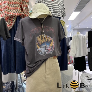 littlebee🍄2340เสื้อยืดโอเวอร์ไซส์ผู้หญิง สไตล์ฮิปฮอปยุโรปและอเมริกา（oversized T-shirt）